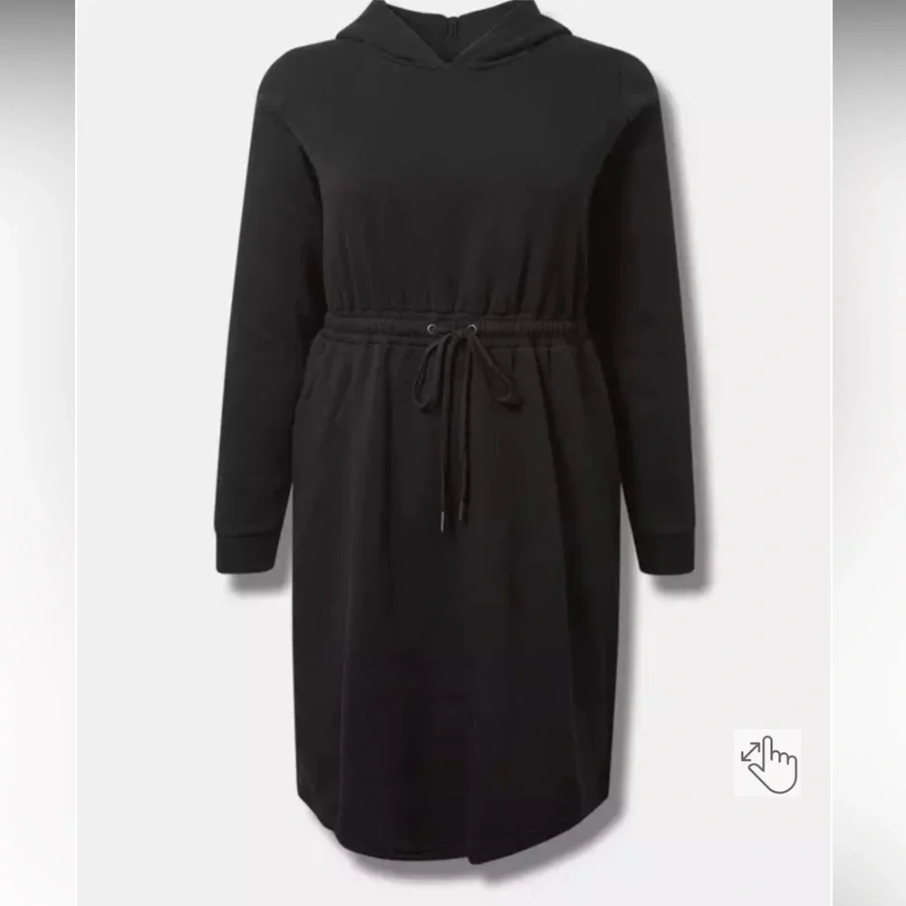 Torrid  Black Hooded Sweatshirt Longsleeve Dress 3 or 22/24 - Picture 11 of 13